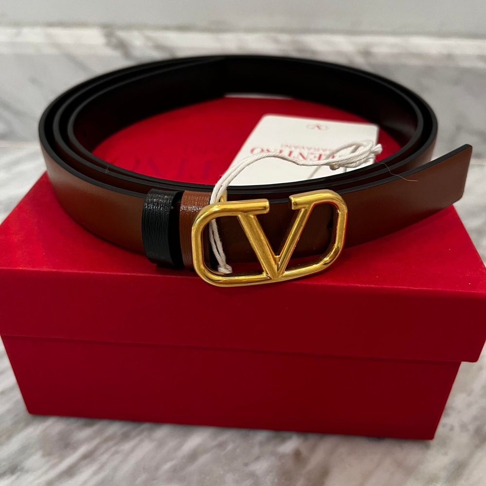 Reversible Valentino Black & Brown VLogo Belt